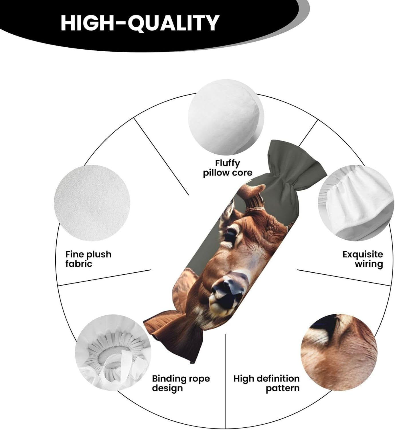 Beauty Deer Print Candy Cylindrical Comfortable Pillow Throw Pillows Home Decor Easy Maintenance