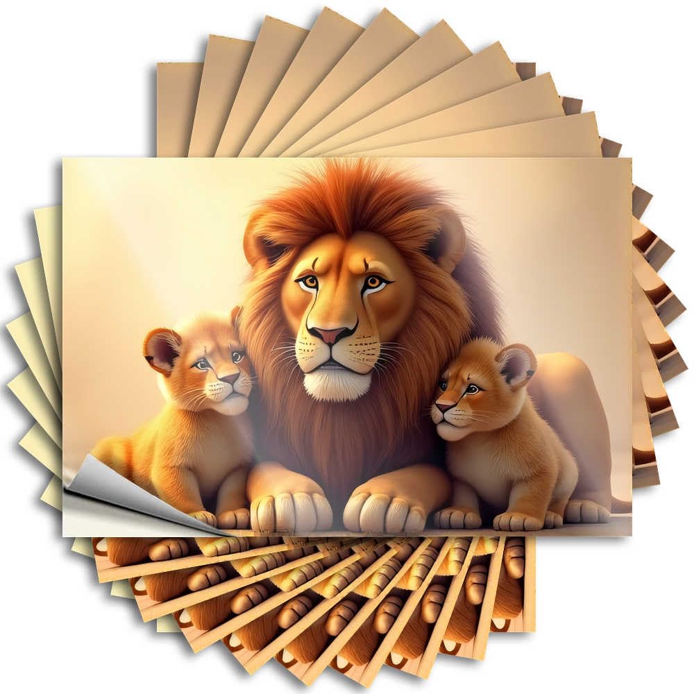 Abipuir Lions Family Car Stickers: A Touching Scene Stickers 10 Pieces Vintage Bar Decoration Funny Bumper (12 x 18 cm)
