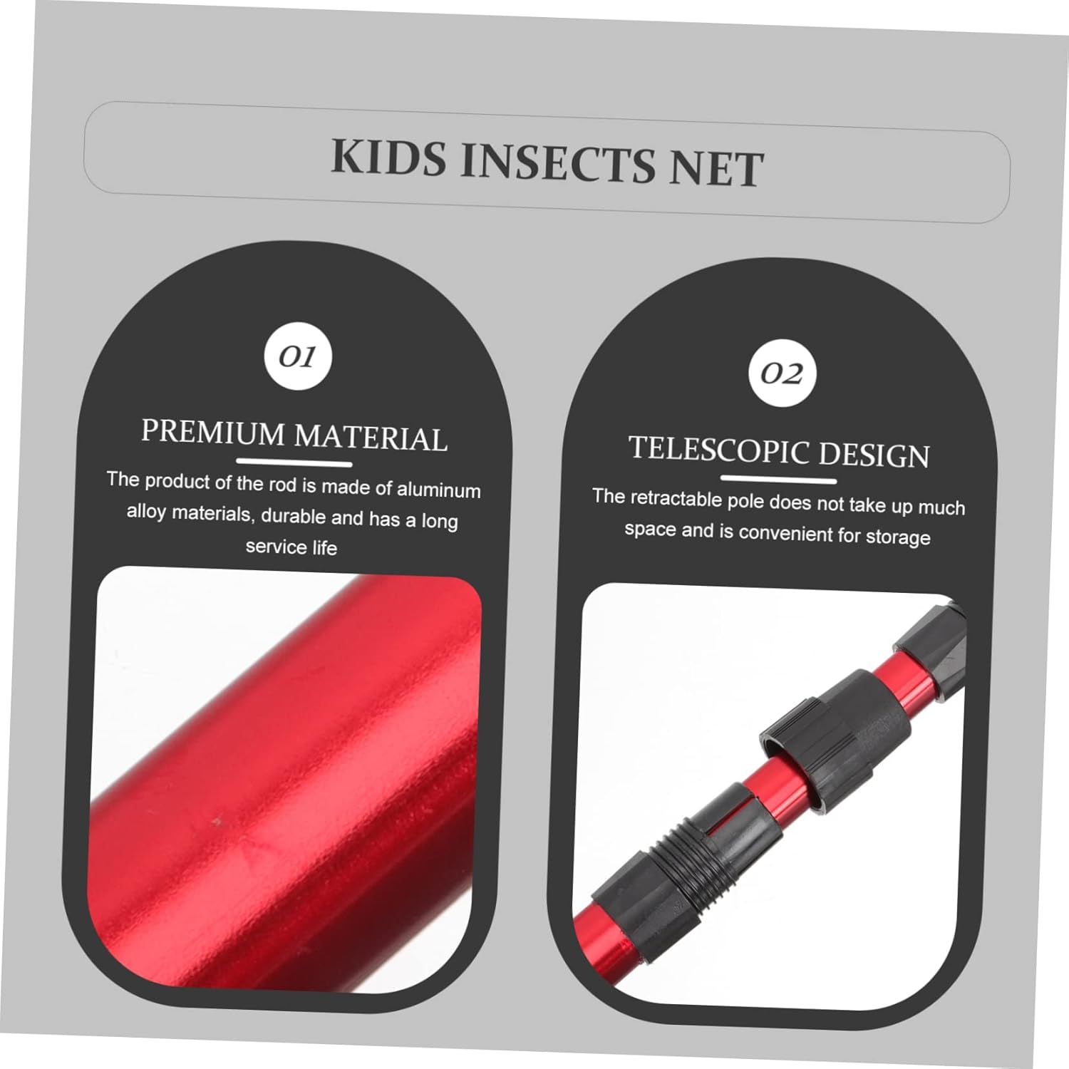 Telescopic Butterfly Net Retractable Handle Aluminum Alloy Colorful Insect Catching Net for Boys and Girls for Outdoor Exploration