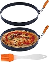 Vista 1 de Molde para panqueques, paquete de 2 anillos para panqueques de 8 pulgadas, anillo de tortilla de acero inoxidable con mango aislado de silicona