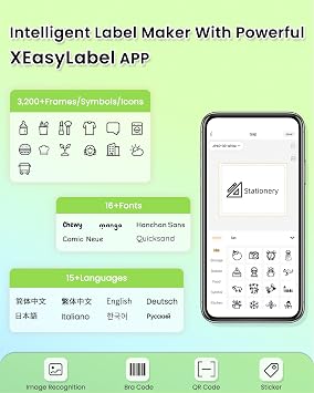 Label Maker Machine with Tape, HP6C Bluetooth Label Makers, Mini Labels Printer for Small Business, Portable Labeler Multiple Templates, Easy to Use, Fits Home, Office, School, Kitchen, Gift, White
