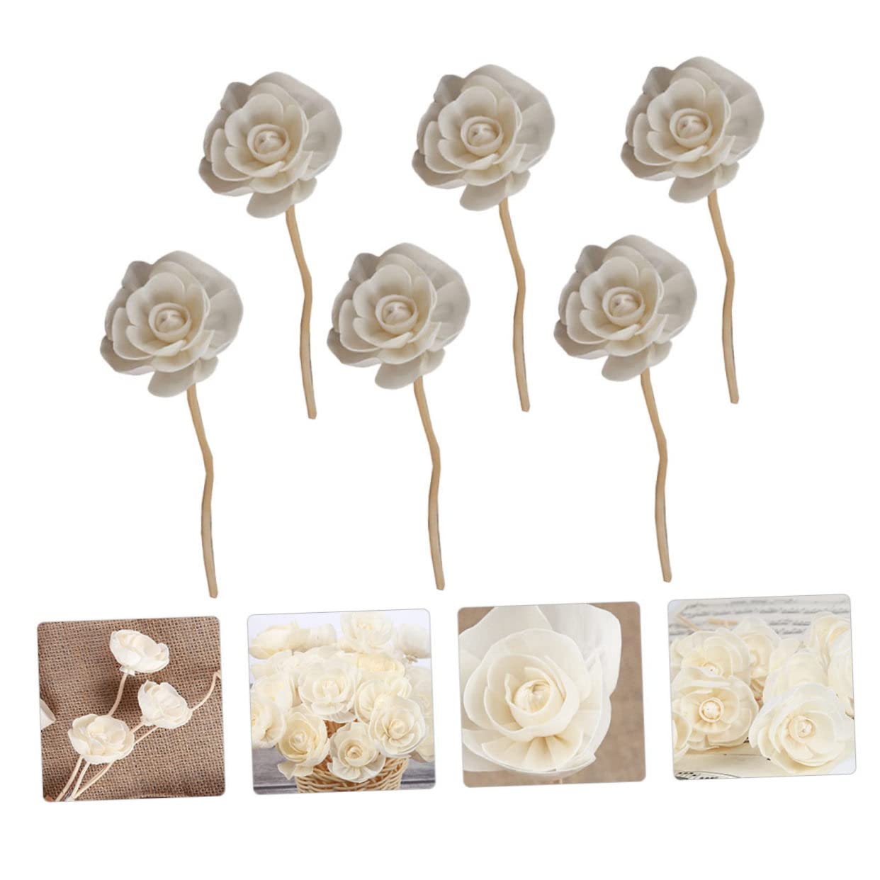 Bâtonnets Parfumés Fleur 6 Pièces en Rotin pour Diffuseur