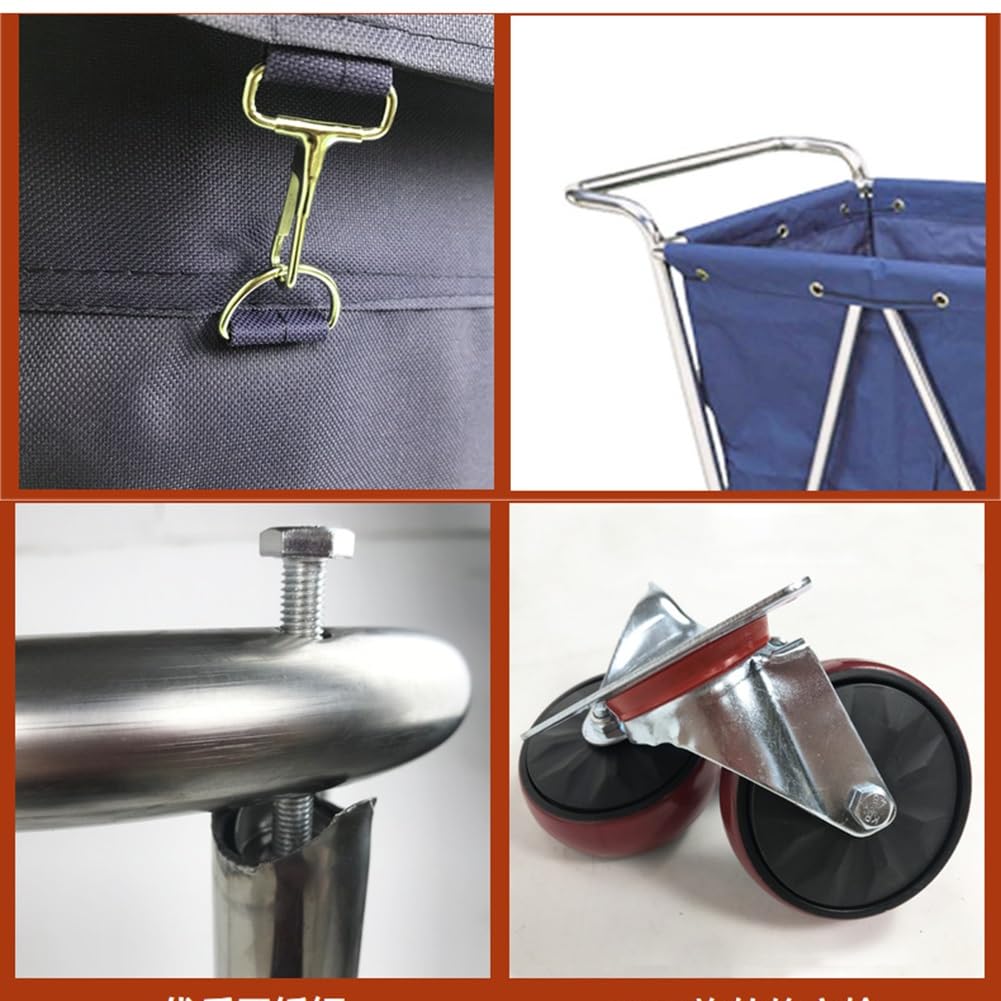Carrello per Lavanderia, Carrello Per Lavanderia Commerciale Da 1 Confezione Con Ruote, Lavanderia Industriale Con Borsa Oxford Rimovibile E Telaio In Acciaio Per La Casa Di Hotel, Lavanderia
