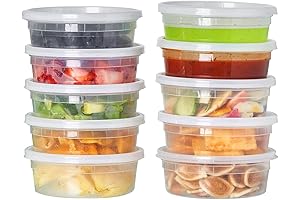 FULING® 8oz Plastic Deli Containers with Lids (48-Pack)