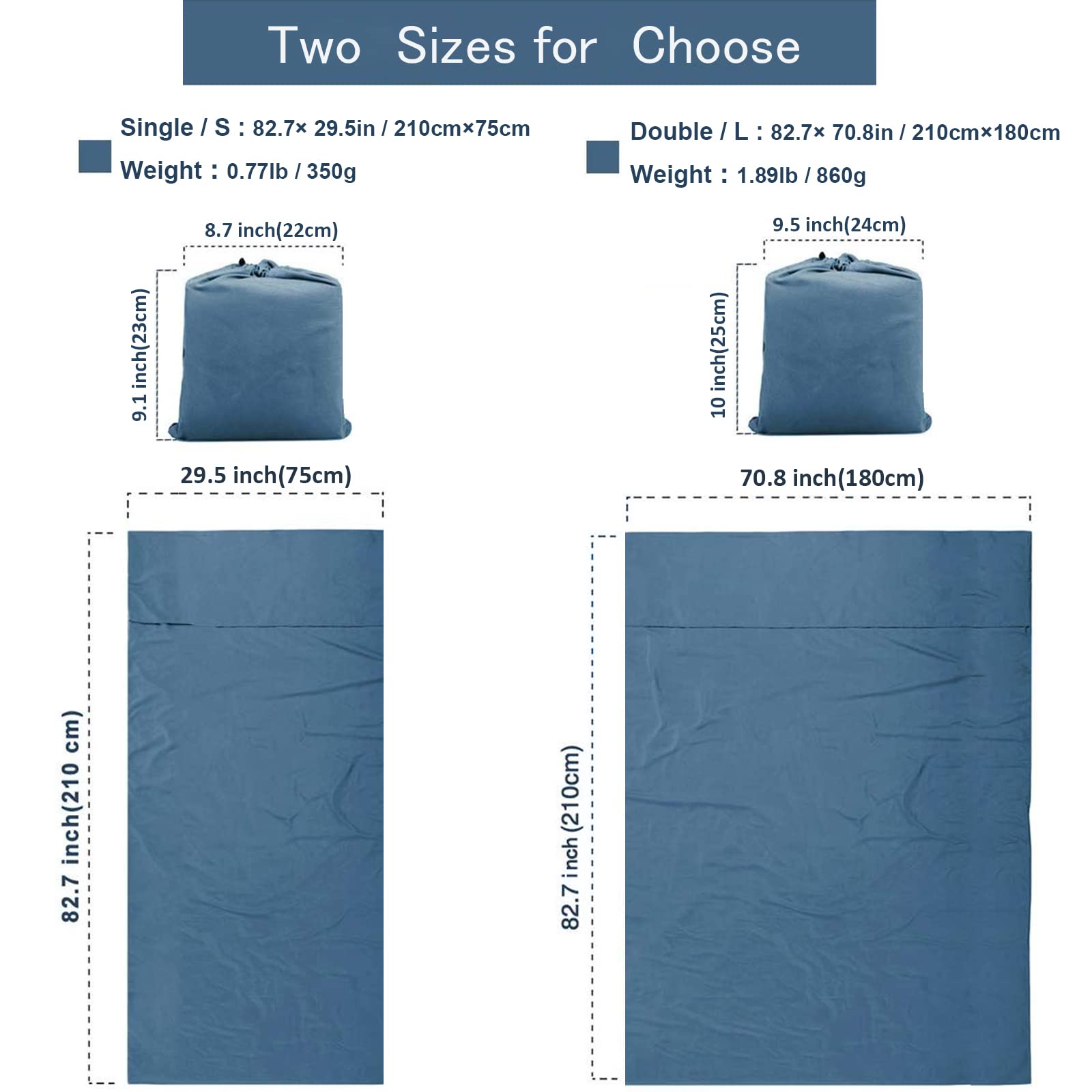 Doublure Sac De Couchage Légère - Taille Unique 75x210 Cm - Polaire Douce - Pour Camping, Randonnée, Voyage