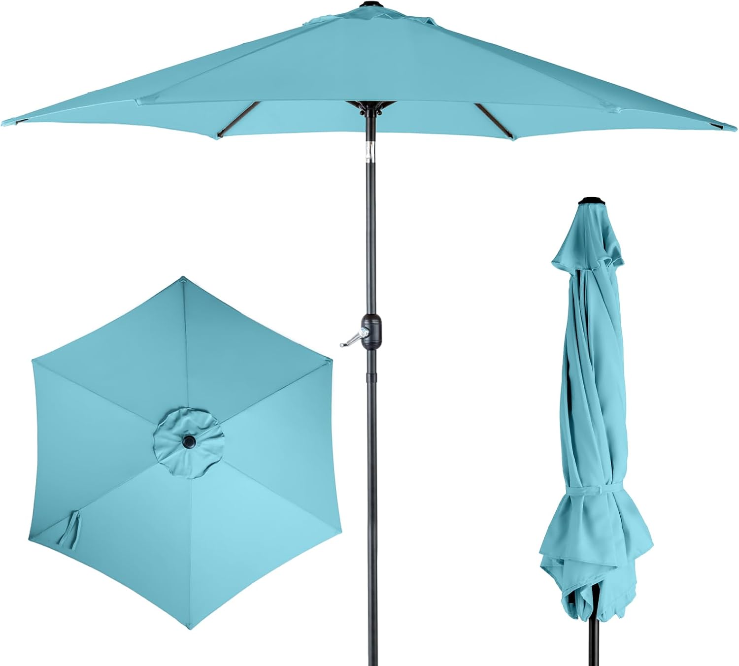 VINGLI Patio Umbrella Outdoor Umbrella with Push Button Tilt and Crank, Umbrella Outdoor Patio for Patio, Deck, Backyard, Poolside