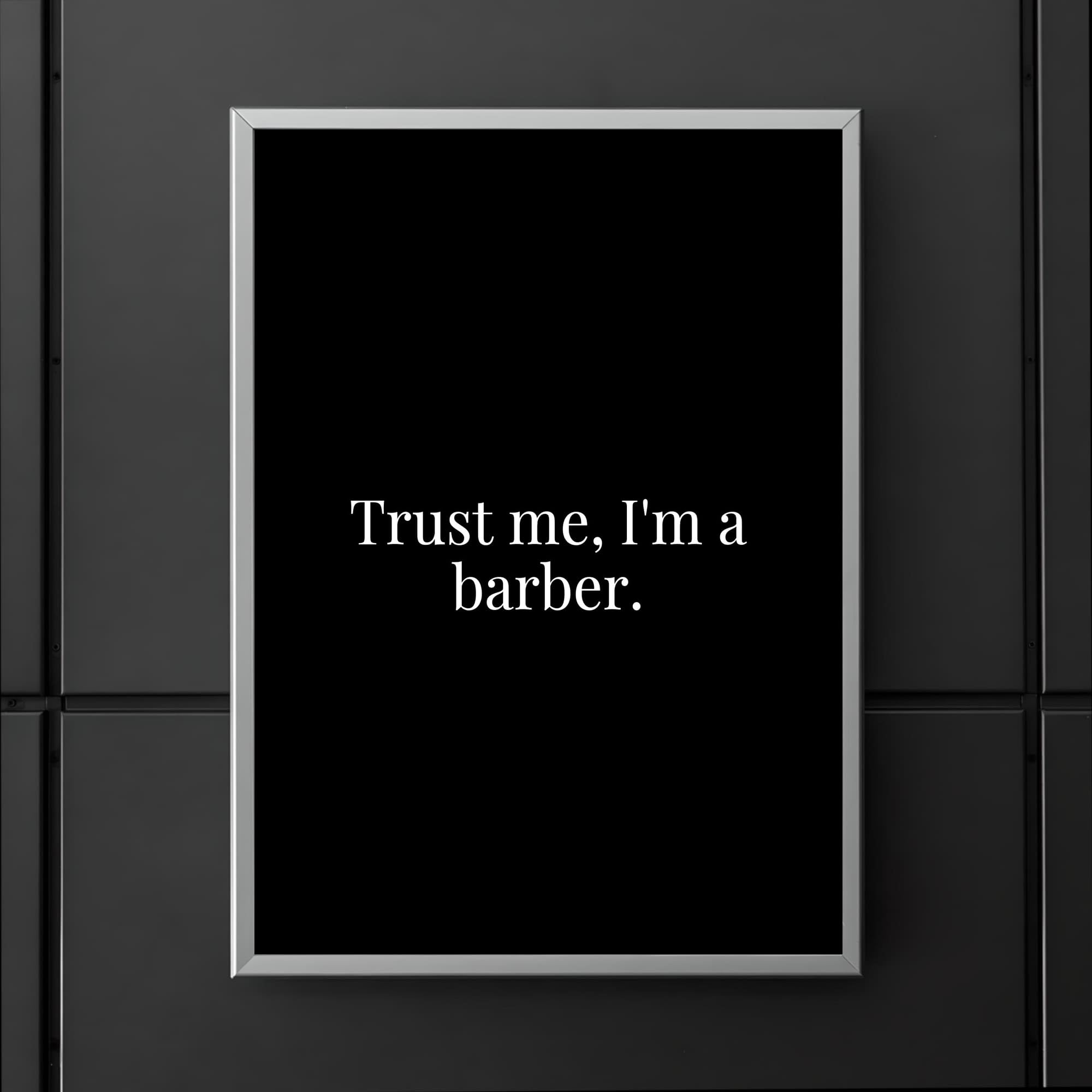 ERMUHEY Targa In Metallo 30,5x20,3 Cm – Scritta Divertente "Trust Me I'm A Barber" – Poster Da Barbiere Per Parete