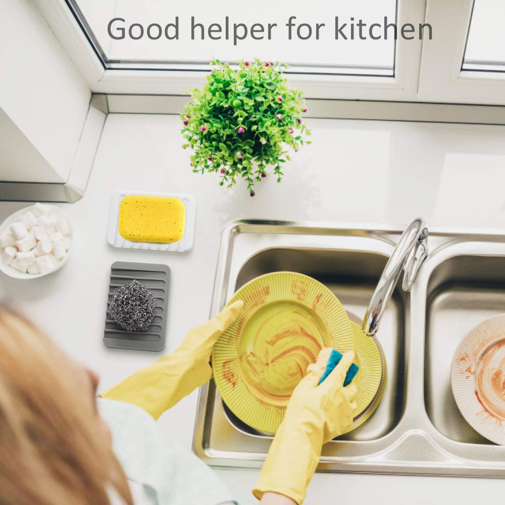 Seifenschalenhalter, Premium-Silikon-Seifenschalen für Dusche, Badezimmer, Küche, Waschbecken, Seifenschale, Abtropffläche, rutschfestes Design, einfache Reinigung (weiß)
