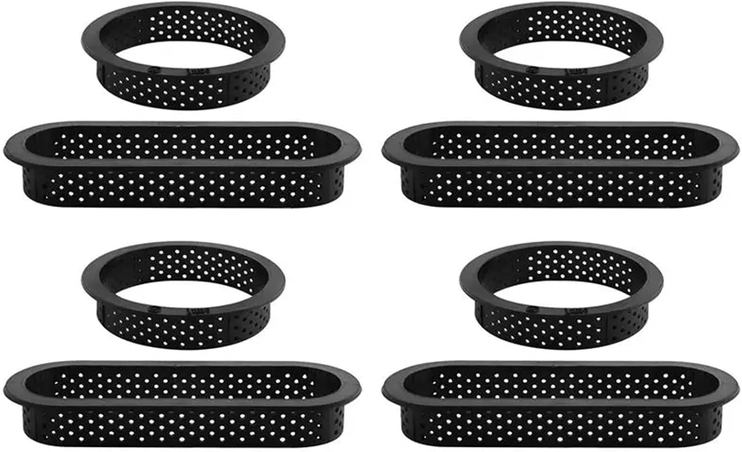 8 Pcs Round & Oval Tart Rings Heat-Resistant Perforated Mousse Rings Non-Stick Mini Cake Mold Bakeware