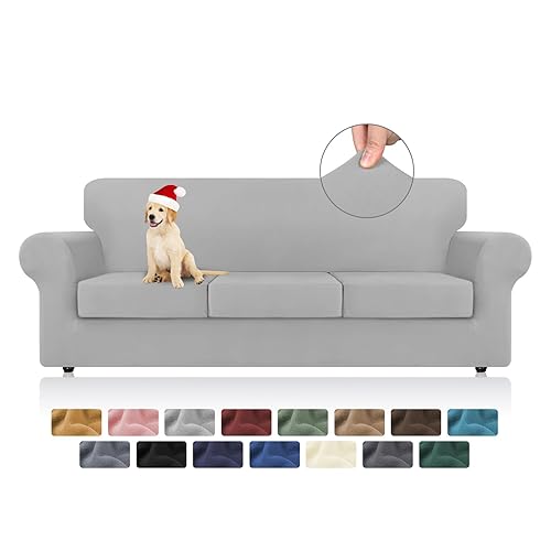 4 Pieces Stretch Couch Covers for 3 Cushion Couch Sofa