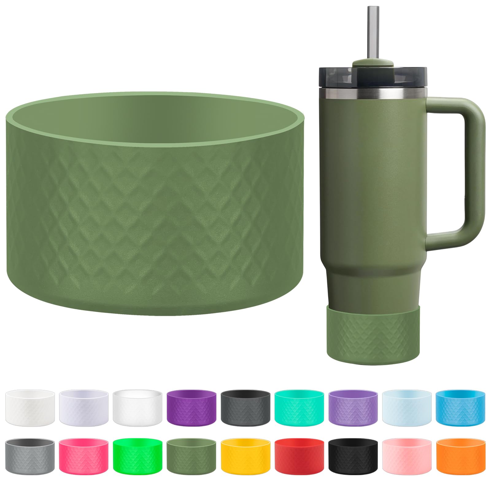 LOXICEN Silicone Boot for Stanley, Cup Boots Compatible with Stanley 40oz 30oz 20oz Tumbler, Cup Accessories Boot Army Green