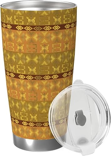 Miniatura 2 de DKJlitter Taza de automóvil de 20 onzas, patrón étnico africano con símbolos Adinkra con aislamiento al vacío, taza de acero inoxidable con
