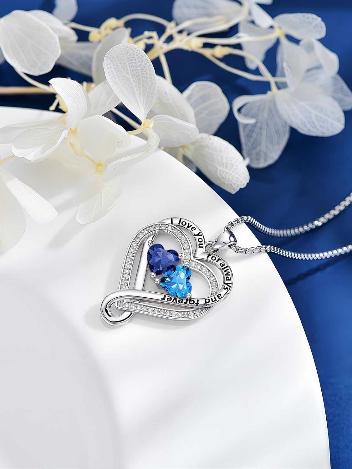 Valentine's Day Gifts for Women Infinity Heart Two Birthstone I Love You Pendent Jewerly Anniversary Women Pendent Necklaces for Her Wife Birthday Gift Ideas Birthday Present for Girlfriend Mom Daughter Yourself - Image 6