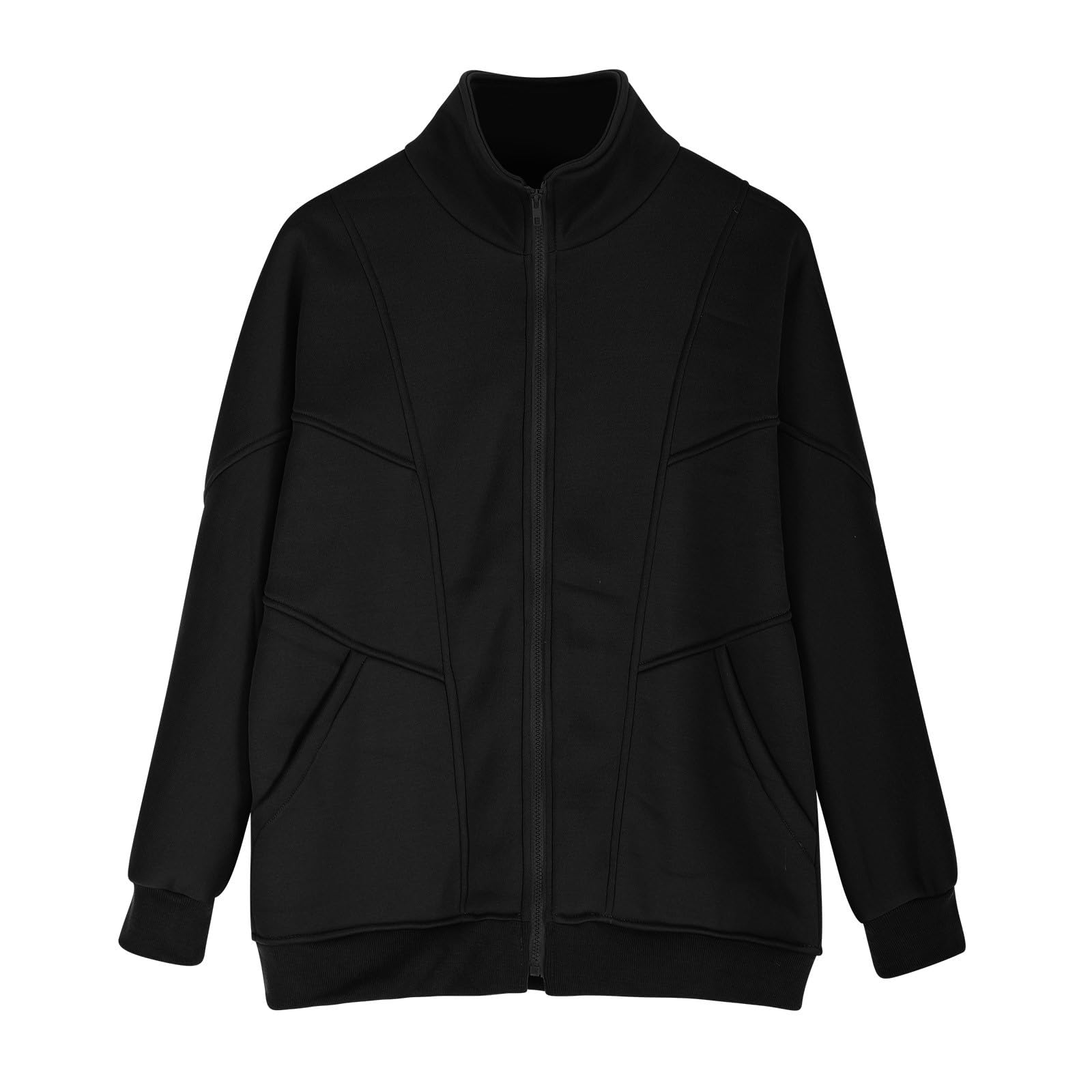 HAOLEI Sudadera Cremallera Mujer,Sudaderas Mujer Sin Capucha de Manga Larga Sueltos Casual Jersey Otoño Invierno Chaqueta Deportiva Mujer Moda Color Sólido Versátil Abrigo Deportivo Jogging Sudaderas