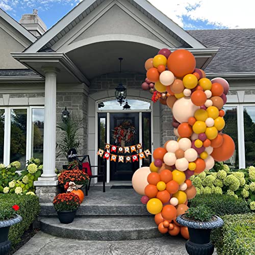 Janinus Fall Balloon Arch Kit Thanksgiving Balloon Garland Kit With Given Thanks Banner Dark Orange Brown Burgundy Fall Balloons For Thanksgiving Fall Autumn Baby Shower Pumpkin Party Decorations #TOP6
