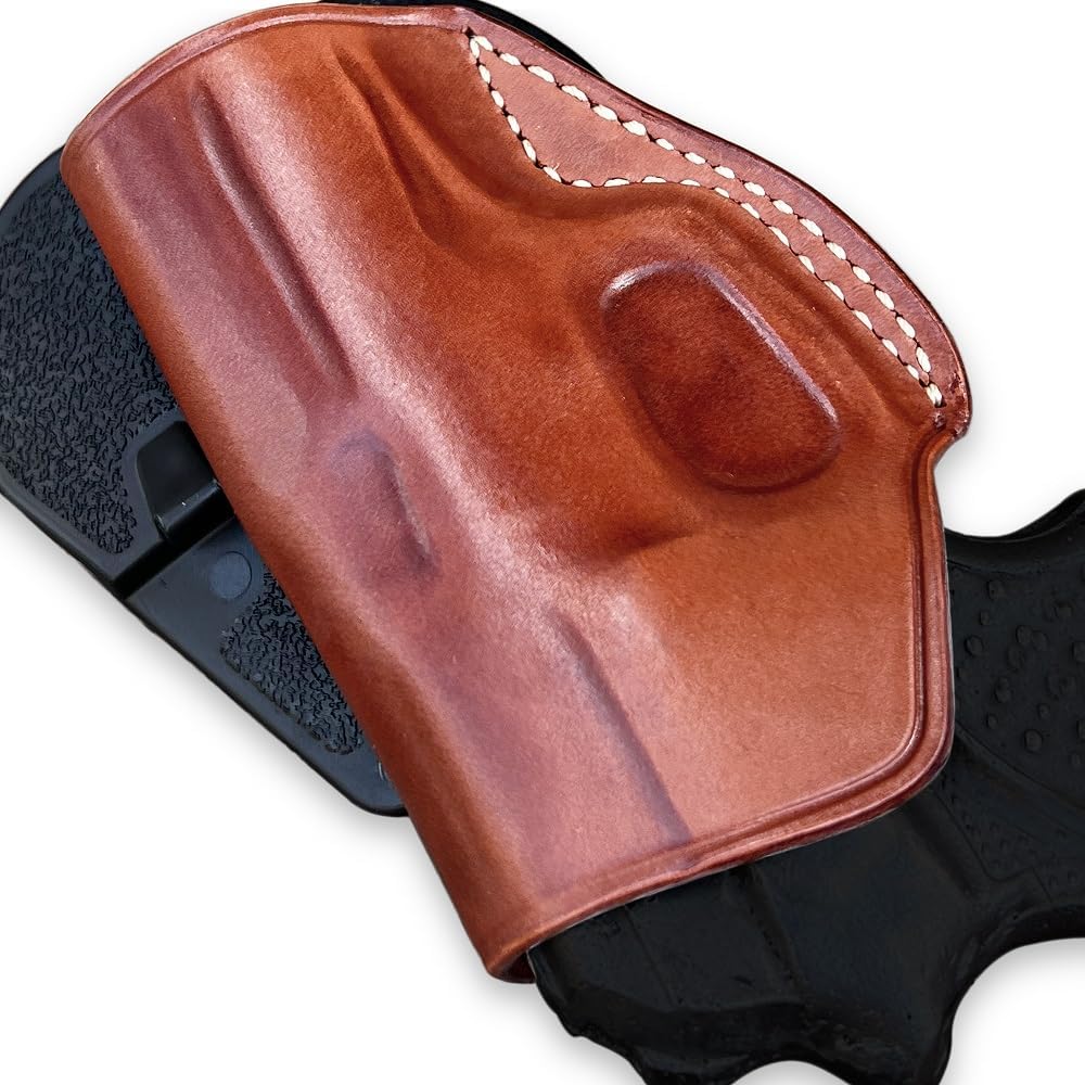 Masc Premium Leather OWB Paddle Holster Open Top Fits Bersa-Type Firestorm 3.5-inch, Right Hand Draw, Brown Color #1371#