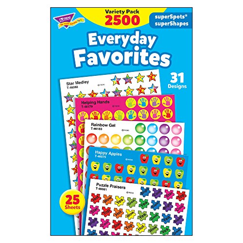 Everyday Favorites superSpots & superShapes Stickers Variety Pack by TREND Enterprises, Inc. 2500 ct; 7/16