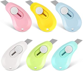 6 PCS Box Cutter, Portable Box Cutter Mini with Holes, Retractable Letter Openers Mini Knife, Cute Box Cutter Mini Utility Knife
