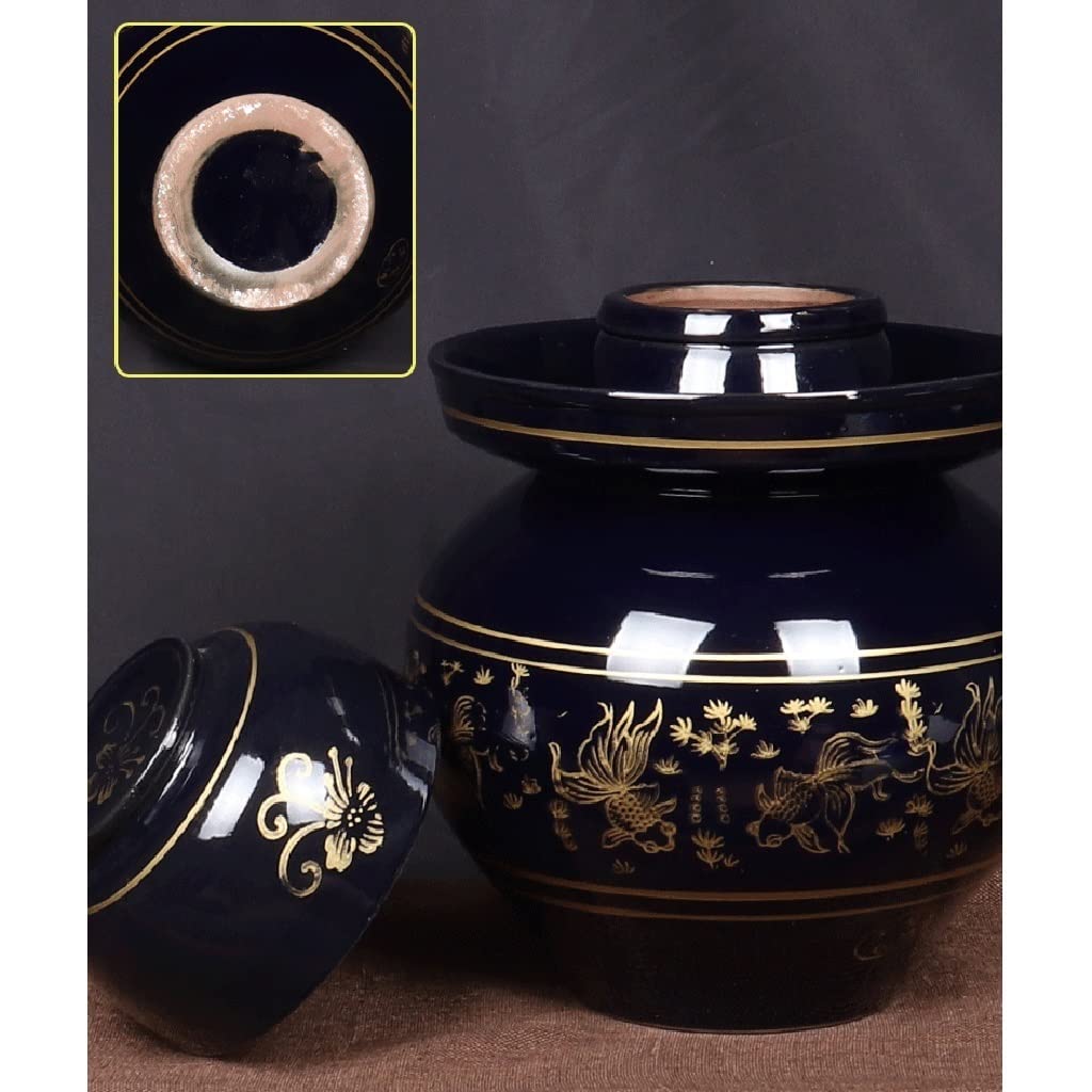 Sottaceti addensati Barattolo di fermentazione Vaso sottaceto Vaso Kimchi cinese tradizionale Cilindro di cavolo Sigillatura a forma di pesce rosso Serbatoio Contenitore for alimenti in ceramica Vaso