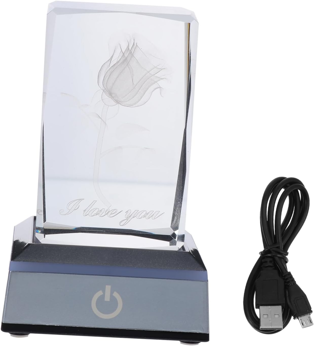 balacoo I Love You Engraved Crystal with Display Base Girlfriend Romantic Home Decor Bedroom and Office Accent Unique Valentine Day Decoration