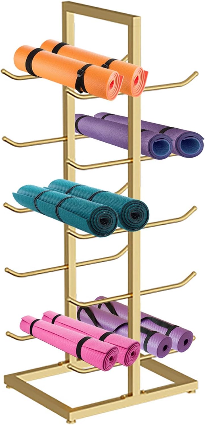 Snowboard Storage Rack，Extra Large Yoga Mat Organizer Rack Floorstanding, Yoga Studio Vertical Foam Roller Storage Holder for Gym Home, Double-Sided 5 Tier