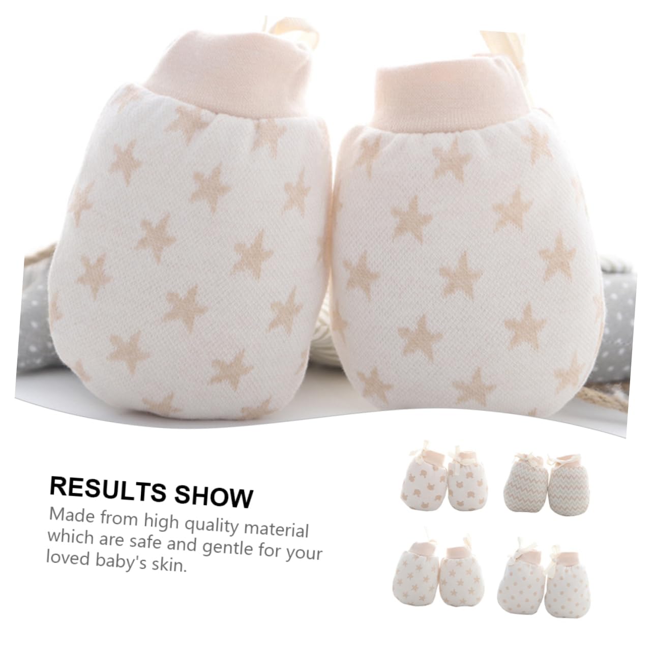 PartyKindom Infant Newborn Baby Mittens 4 Pairs Anti-grasping Gloves Soft Material Warm Mittens for Boys Girls Gentle Elastic Cuff