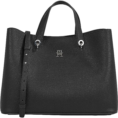 Tommy Hilfiger Bolso Satchel Mujer Emblem con correa desmontable, Negro (Black), Talla Única Tommy Hilfiger Bolso Satchel Mujer Emblem con correa desmontable, Negro (Black), Talla Única