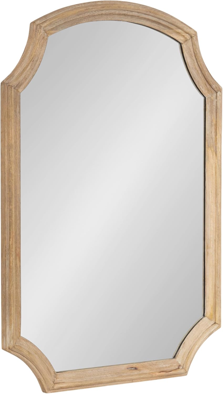Kate and Laurel Carlow Vintage Wood Scalloped Arch Mirror, 23 x 32, Natural Wood, Traditional Decorative Arched Mirror for Use as Vanity Bathroom Mirror or Scallop Entryway Mirror
