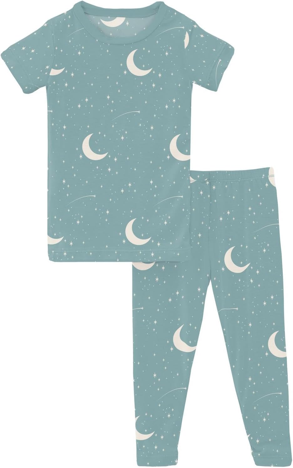 KicKee Print Short Sleeve Pajama Set – Stretchy Viscose from Bamboo Sleepwear for Toddlers and Kids