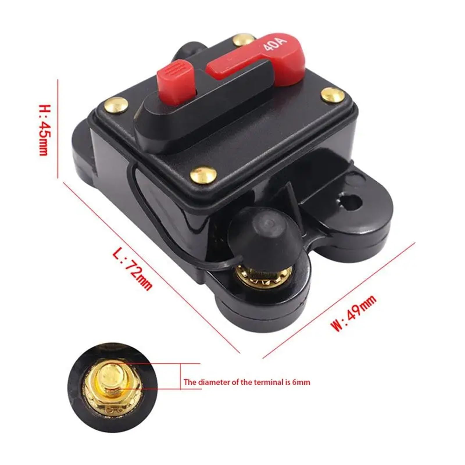 Interruttore Riarmo Manuale Interruttore Automatico 12V 30A/40A/60A Con Riarmo Manuale - Portafusibile Metallico Portafusibile Riarmo Manuale - 9