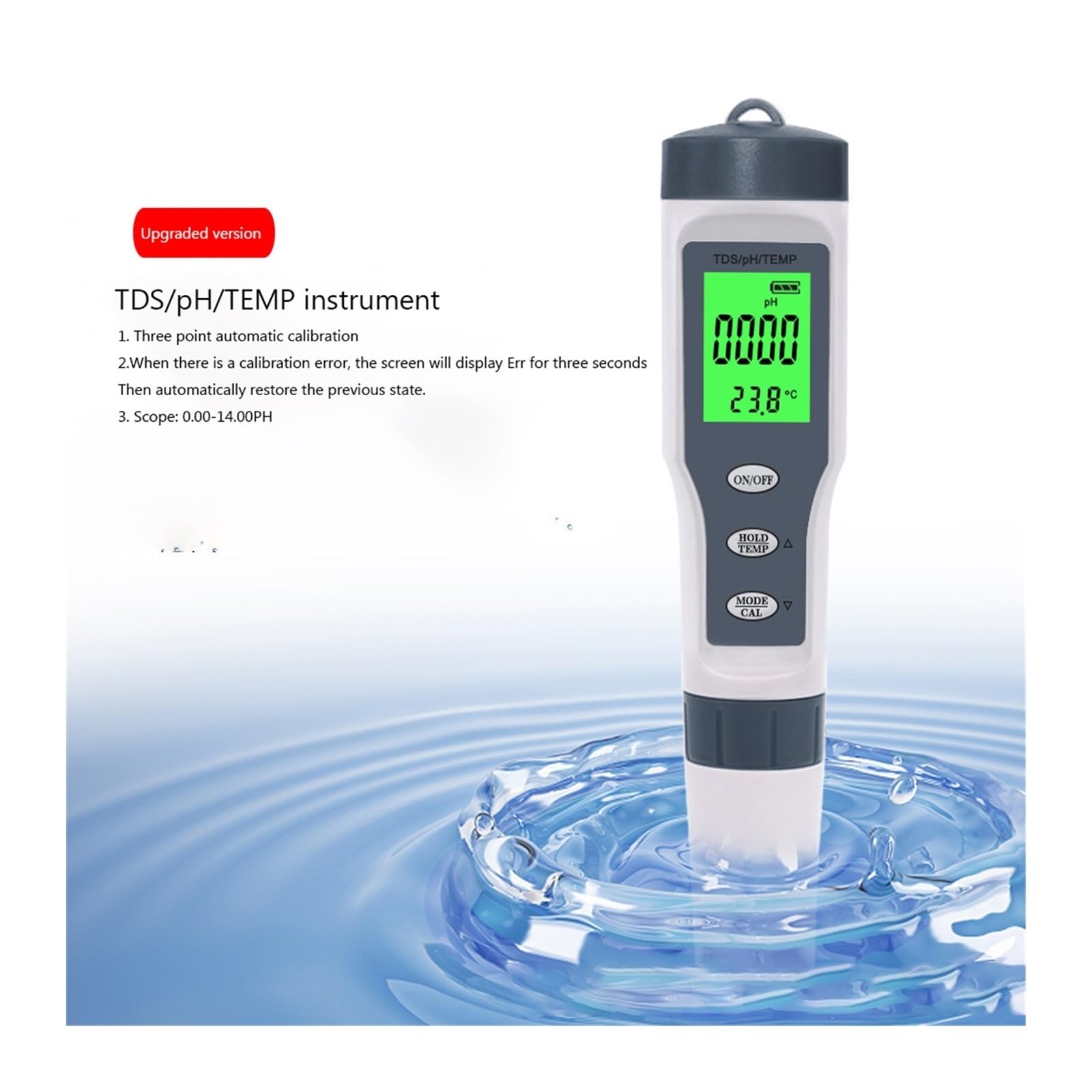 Tester miernika PH, Miernik PH 3 w 1 TDS miernik temperatury Tester PH cyfrowy Tester jakości wody do wody pitnej akwarium basen analizator wody,Woda pitna, Hydroponika, SPA, Browarnictwo(3 in 1 No B
