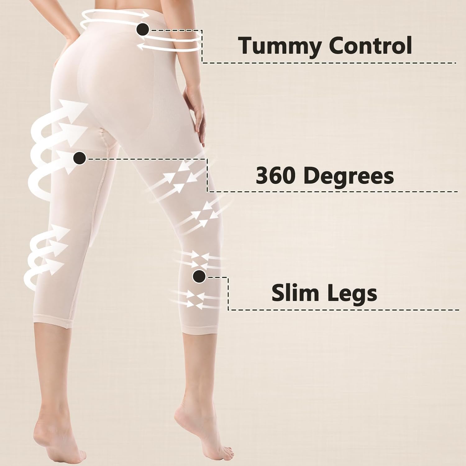 +MD Womens Shapewear Legging High Waist Thigh Slimmer Tummy Control Panties Knee Length Body Shaper Butt Lift - Image 3