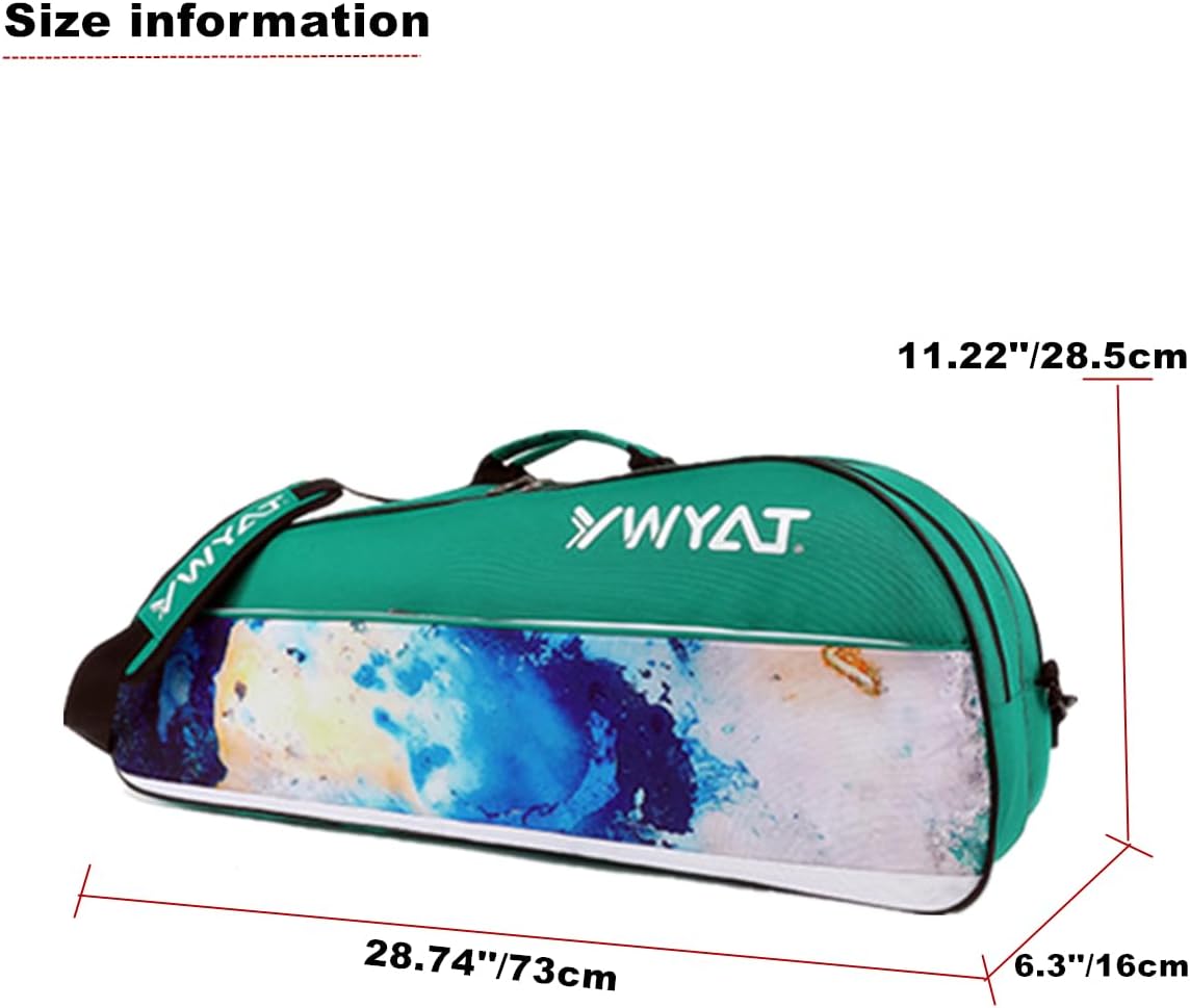 UNISTRENGH 3 Racket Tennis Bag Attached Adjustable Detachable Shoulder Strap, Unisex Super Roomy Lightweight Waterproof Racquet Bag for Tennis, Badminton