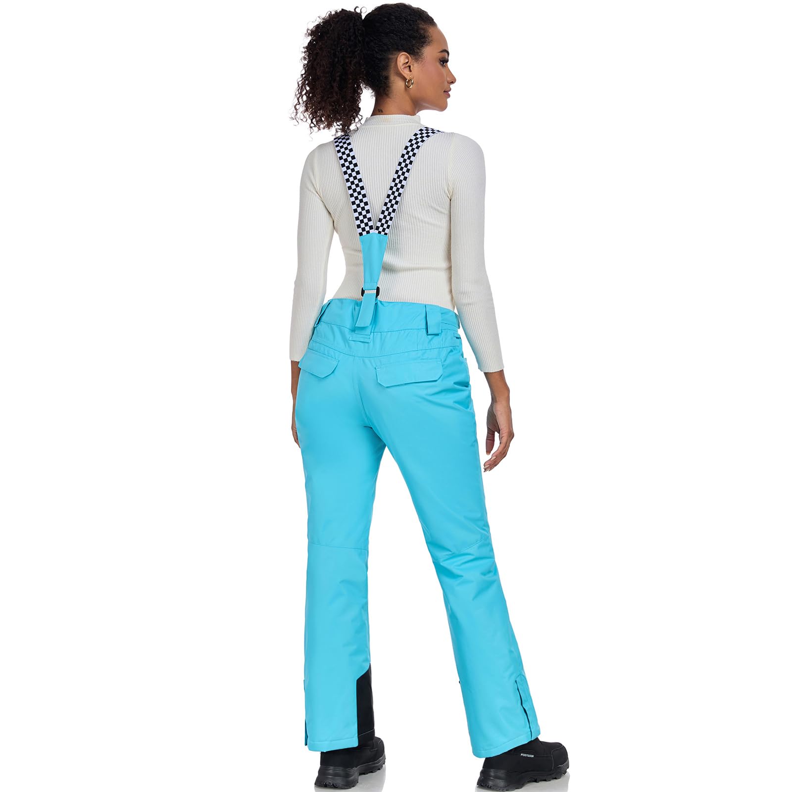 ALSOGO Pantaloni da sci da donna, impermeabili, professionali, antivento, per l'inverno, per l'outdoor, per la pioggia, per lo snowboard, con bretelle rimovibili, tuta e paraneve
