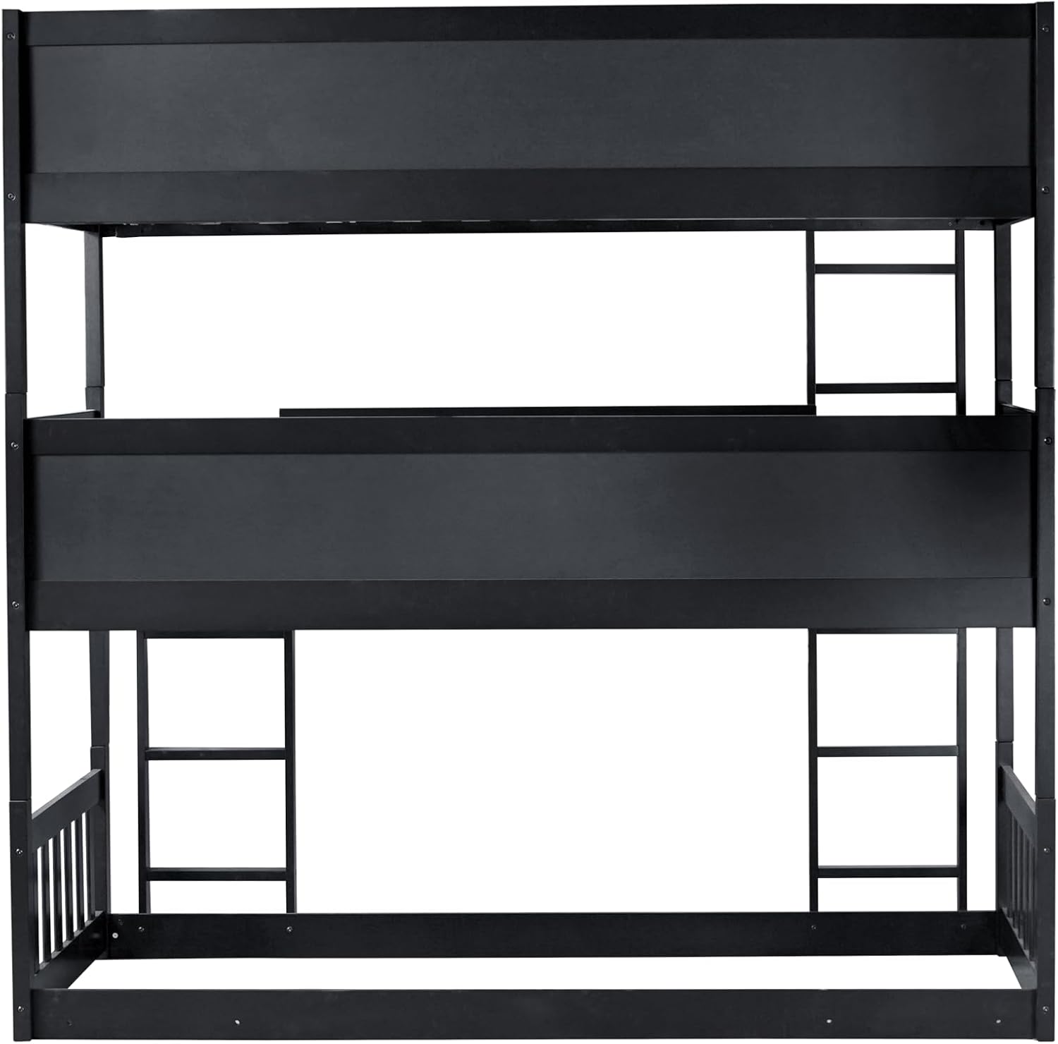 Harper & Bright Designs Triple Bunk Bed with Built-in Ladder for 3, Wood Bunk Bed Twin Over Twin for Kids Teens Adults, No Box Spring Needed, Easy Assembly, Space Saving, Black
