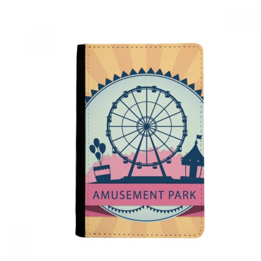 DIYthinker Amusement Park Black Ferris Wheel Pattern Passport Holder Notecase Burse Wallet Cover Card Purse