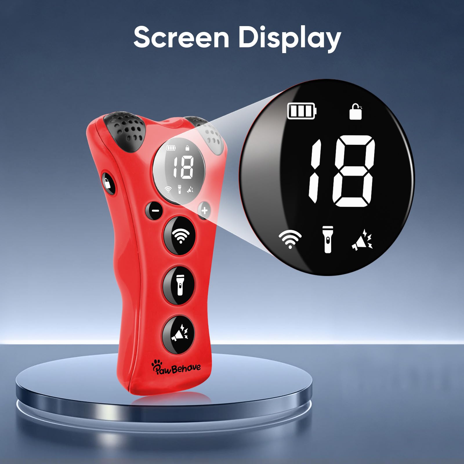 PawBehave Entrenador ultrasónico ajustable para perros, el primer corrector de comportamiento de mascotas de frecuencia variable del mundo con 10 niveles de ultrasonido, 18 silbatos para perros