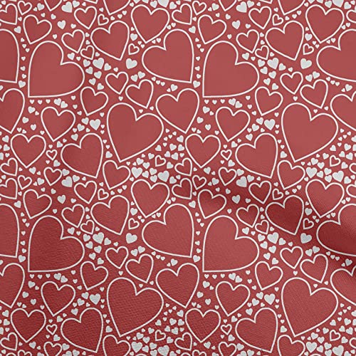 oneOone Cotton Cambric Maroon Fabric Valentine Heart Dress Material Fabric Print Fabric By The Yard 42 Inch Wide
