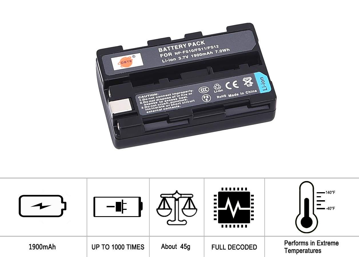 DSTE (2-Pack) Li-Ionen Batterie kompatibel mit Sony NP-FS11 NP-FS10 NP-FS12 DCR-PC1 DCR-PC2 DCR-PC3 DCR-PC4 DCR-PC5 DCR-TRV1VE DSC- F505 DSC-F55 DSC-P1 DSC-P20 DSC-P30 DSC-P50 Kamera