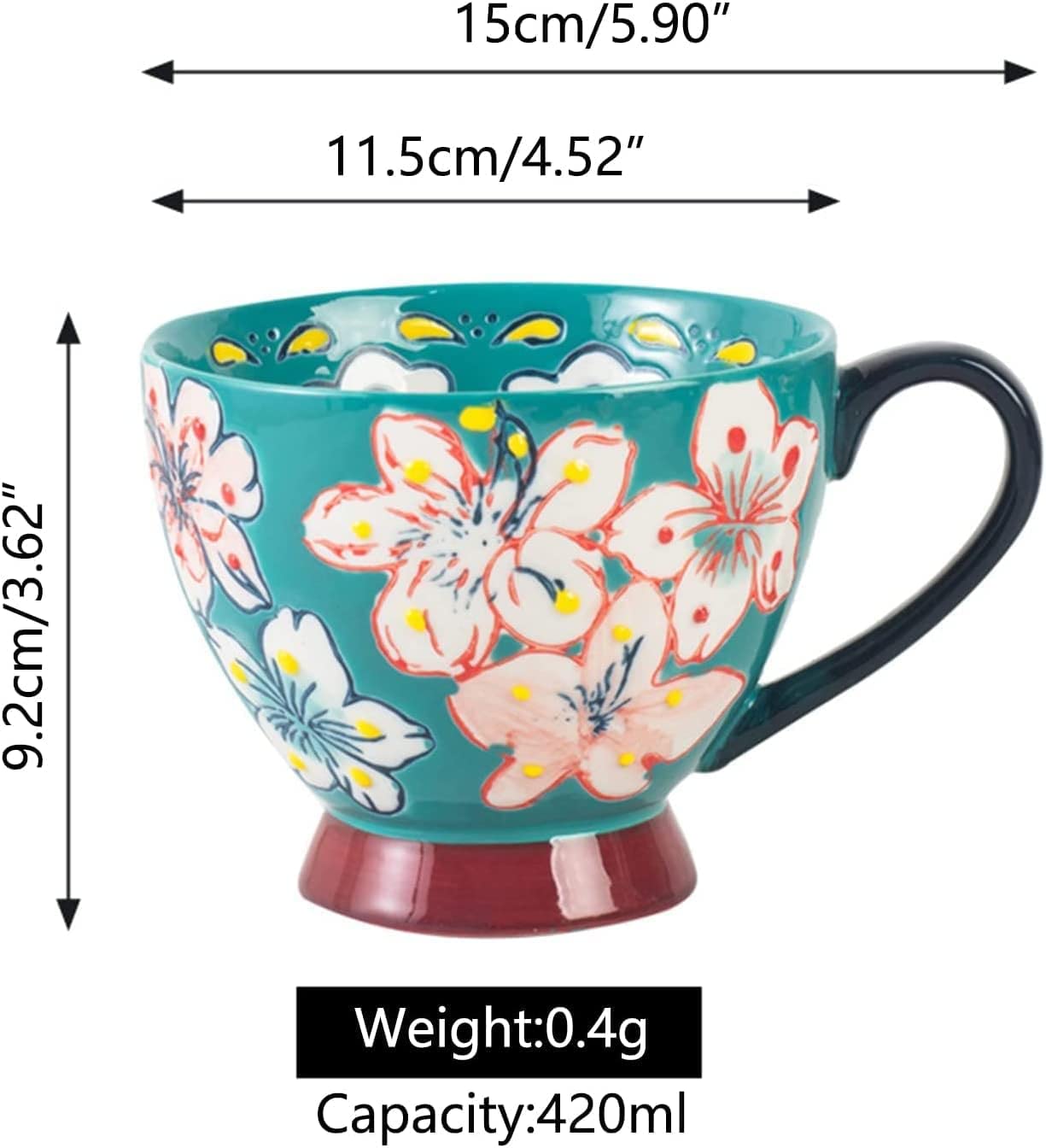 Gigantyczne kubki śniadaniowe, salaterka, ceramiczny kubek do zupy, ceramiczny kubek do kawy Premium Kubki Kubek do herbaty, Zestaw 1/4 Ceramiczny kubek do kawy i herbaty, 15 uncji Duży zestaw do herb
