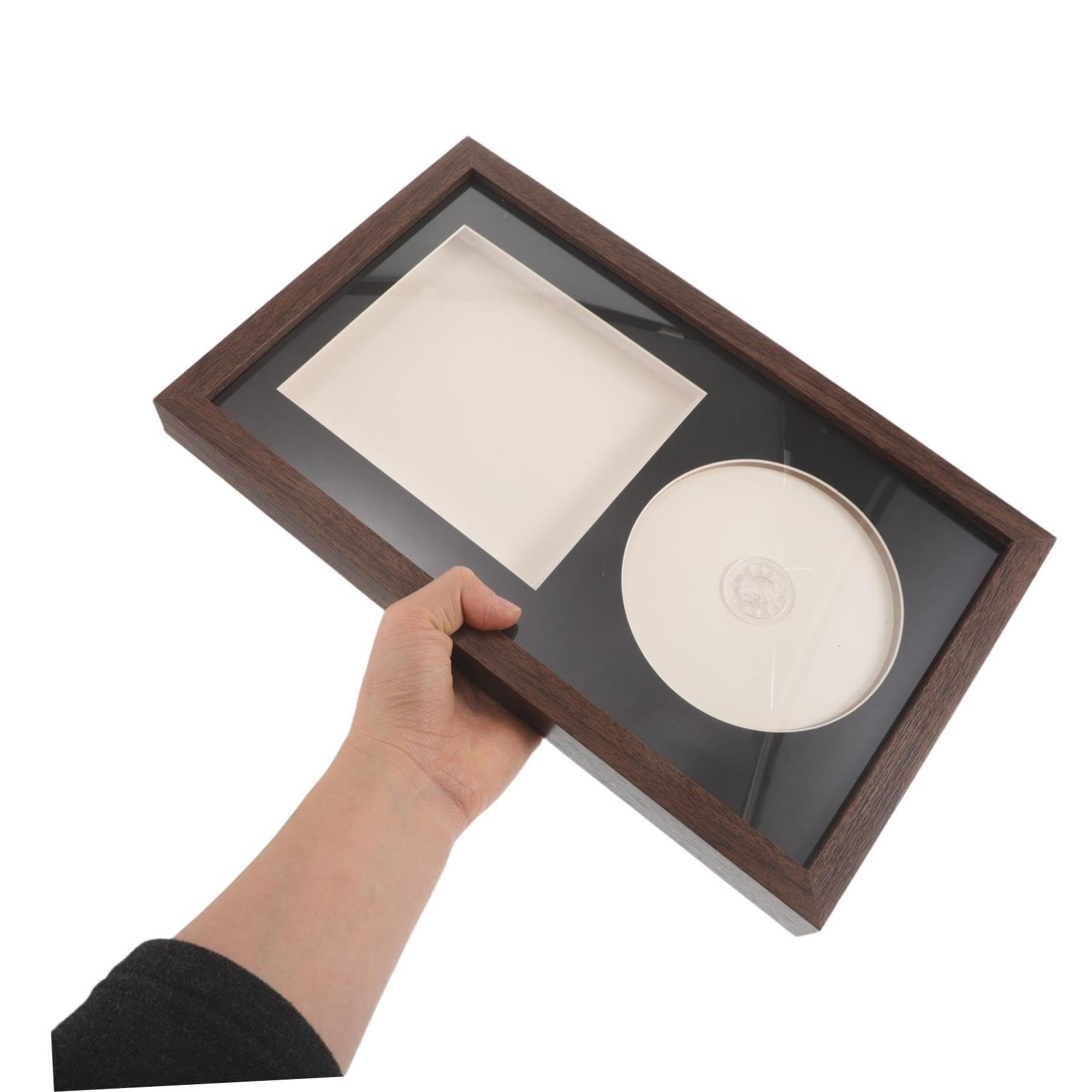 SHINEOFI Cornice per Esposizione Album Musicali e CD in Legno Design 3d Cavo, Supporto Stabile e Posizionamento Flessibile, per Angolo Musica o Soggiorno
