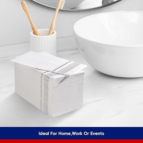 Miniatura 3 de Paquete de 200 servilletas de papel desechables de 3 capas de alta calidad, desechables, suaves, absorbentes, servilletas de fiesta, servilletas de