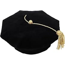 Velvet 8-Sided Doctoral Tam with Adjustable Fit and Gold Tassel, Academic Ceremony Hat for PhD Graduates, University Commencement, Doctorate Regalia