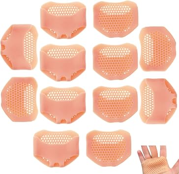 6 Pair Anti-Slip Workout Grips Pads Silicone Padded Weight Lifting Gloves Shock Absorption Palm Protector Pads for Gym Training Pull-Ups Deadlifts Barbell Bar Dumbbells Set Weightlifting