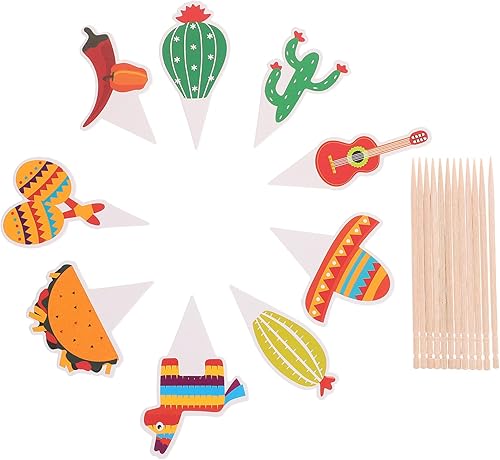 Miniatura 6 de Abaodam 90 Pcs Birthday Cake Insert Guitar Cupcake Topper Taco Party Supplies Carnival Cake Decor Cinco De Mayo Cake Topper Cocktail Picks Fruit
