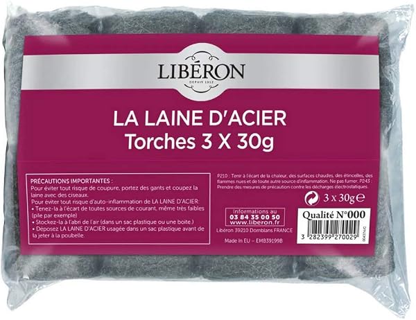 Libéron Laine d'acier n°000 - Mise en cire - sachet de 8 tampons - 4