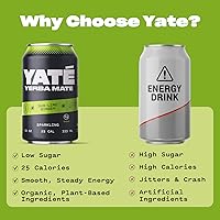 Vista 5 de Yate Sparkling Yerba Mate - Sub-Lime Ginger - Té de yerba mate orgánico elaborado, natural, alternativa de energía limpia, baja en calorías, bebida