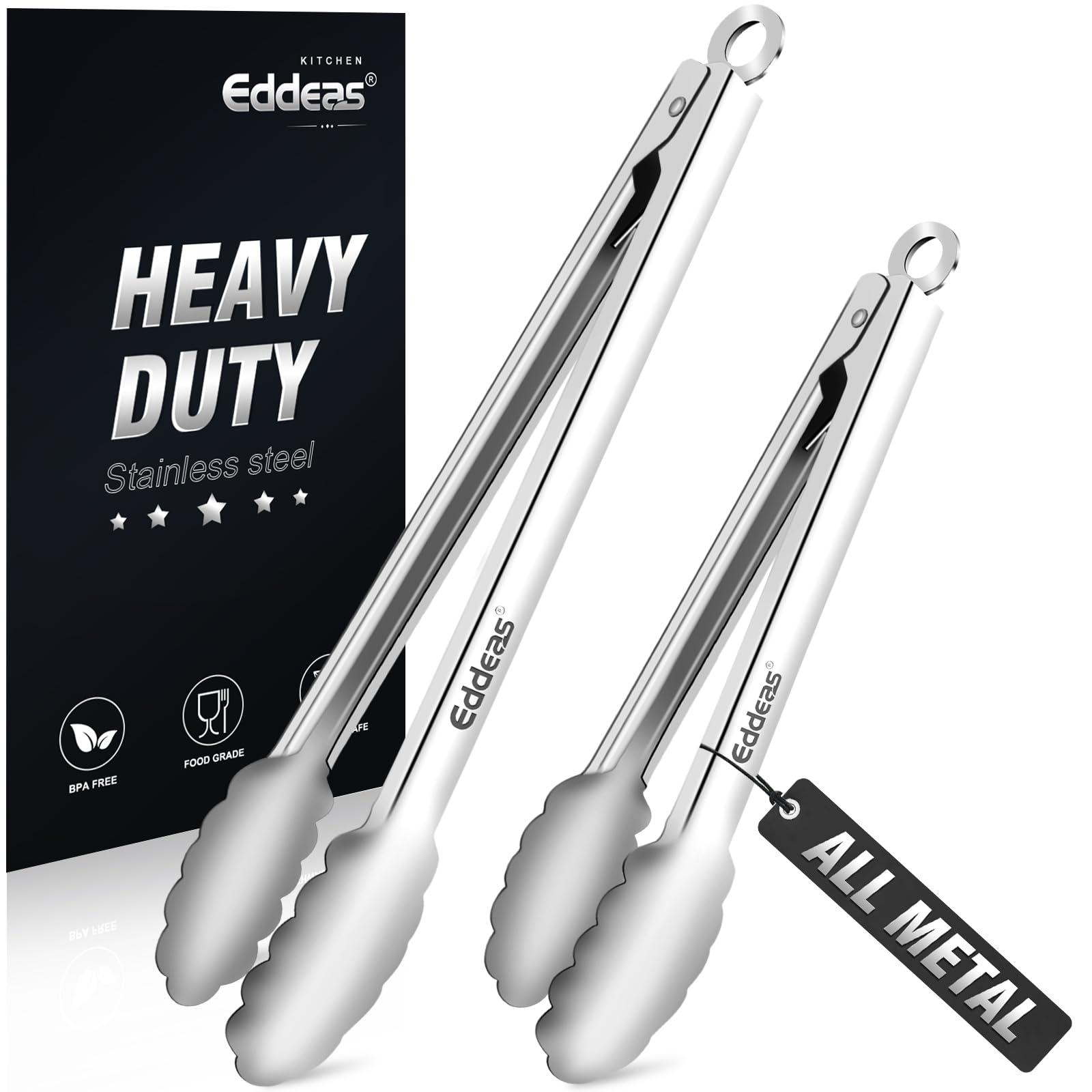 Metal Tongs For Cooking Up To 600°F Kitchen Tongs 2PCS - 9", 12 inch