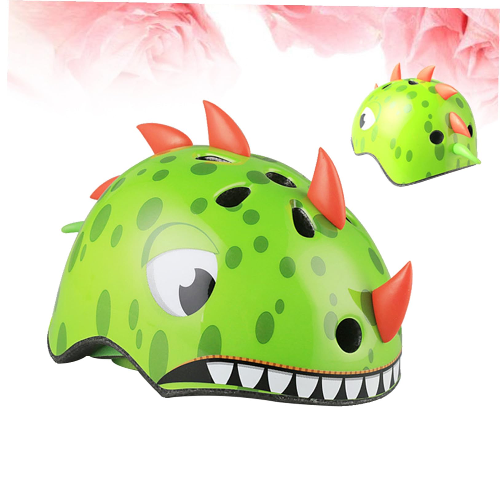 Kinderfahrradhelm 54-58cm aus Kunststoff Grün 3D Cartoon Dinosaurier