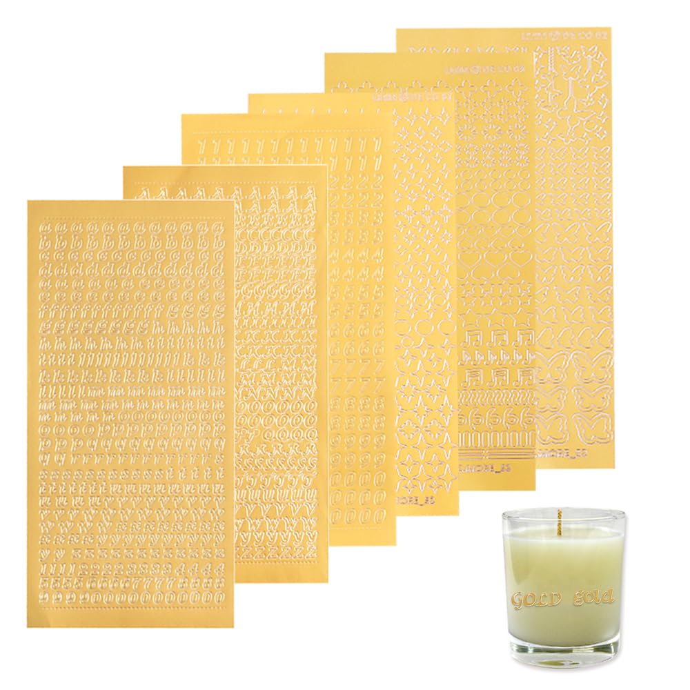 Ceihwa 7 Hojas Pegatinas de Numeros y Letras Dorada Pegatinas Letras Adhesivas Pequeñas Mini Pegatinas Alfabeto Alphabet Stickers Letras Autoadhesivas Stickers Letras para Resina Epox para DIY Álbumes